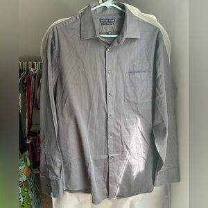 Geoffrey Beene Mens Shirt 16 1/2 34/35 Dark Grey Button Down
